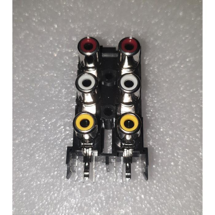 Socket Female RCA 6 Slot Lubang Konektor AV Vertical merk Jalco TERBAIK...