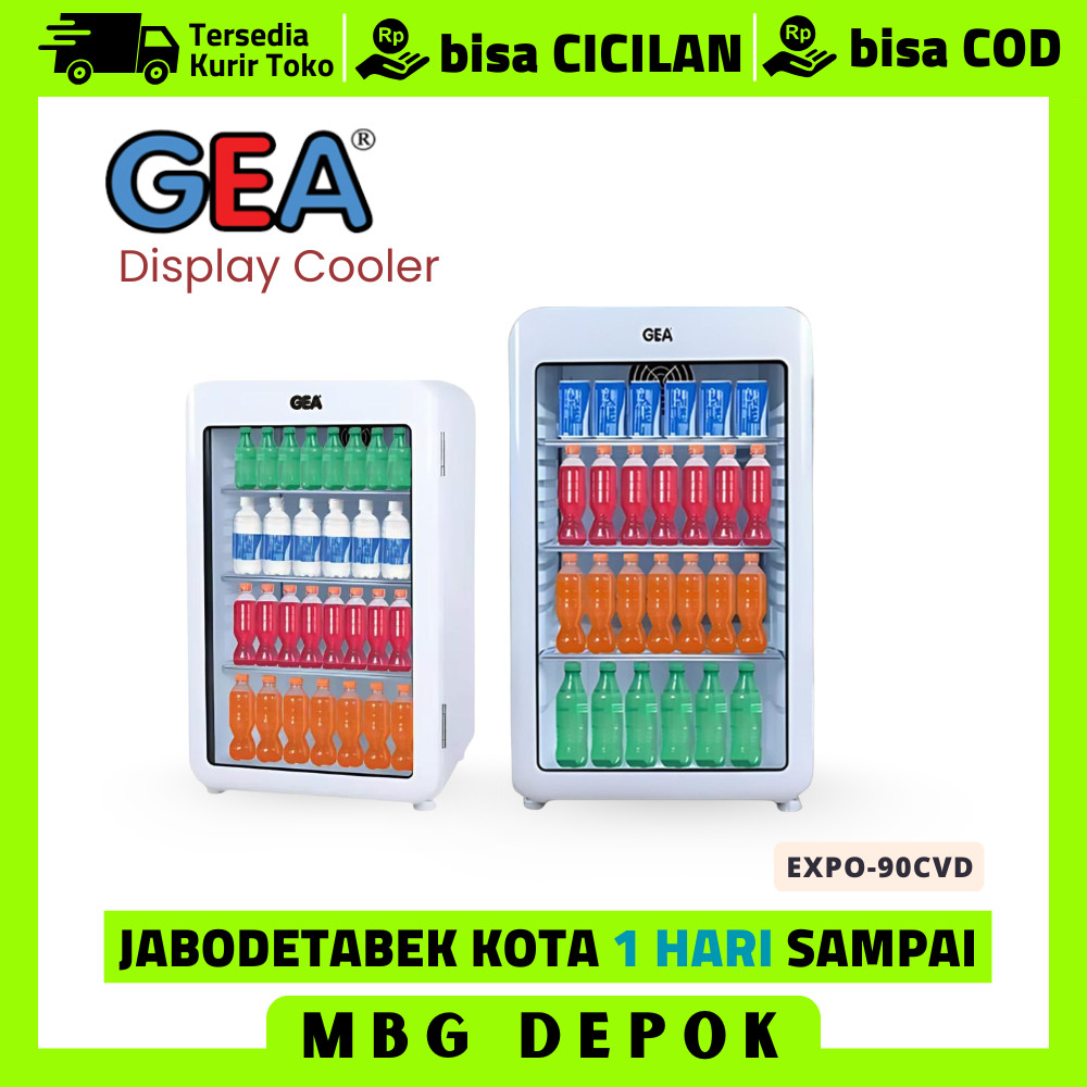 Display Cooler Minibar Gea Expo-90CVD Showcase Freezer Mini Kaca Lengkung 95 Liter