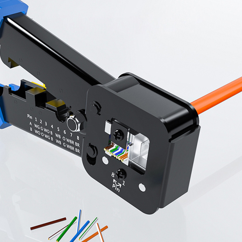 RJ45 RJ11 Crimp Tool Pass Through Cat5 Cat5e Cat6 Crimper Cutter Stripper for  RJ12 8P 6P End Pass T