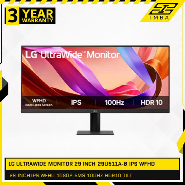 LG ULTRAWIDE MONITOR 29 INCH 29U511A-B IPS WFHD 1080P 5MS 100HZ HDR10 TILT