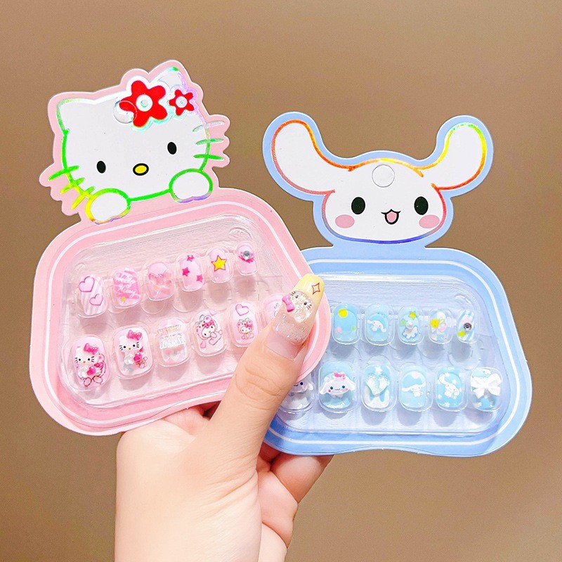 Kuku Palsu Set 12 Pcs Perawatan Kuku Anak Aksesoris Fashion Model Karakter Sanrio