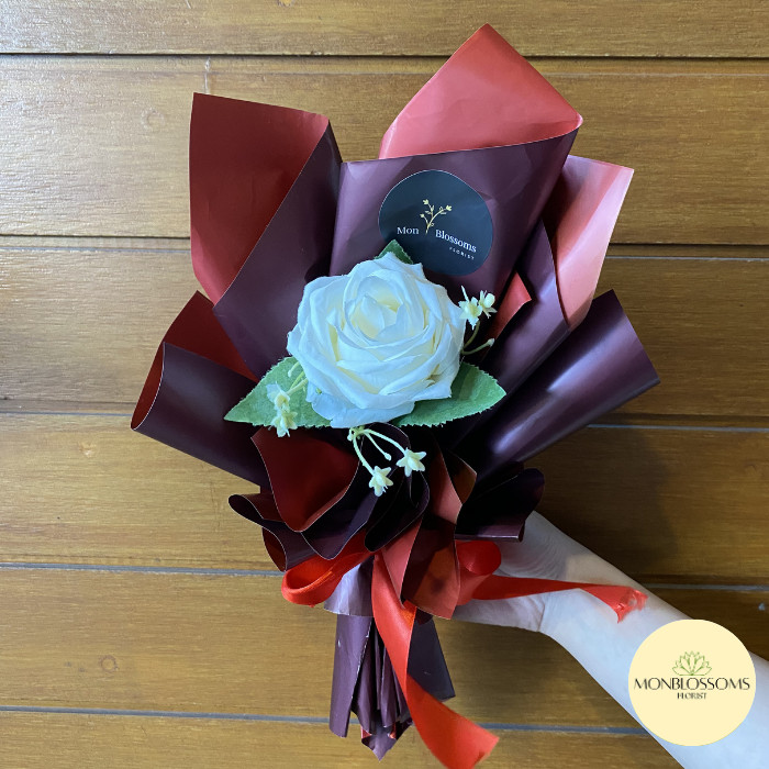 Monblossoms | 1 Stems Single Roses Artificial Flowers | Buket Bunga | Bouquet Bunga | Buket Bunga Ar