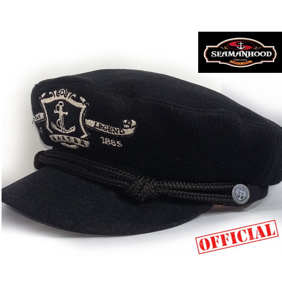 Original Topi Fisherman / Fiddler Cap/ Topi Kapten/ Topi Sailor/ Topi Pelaut / Topi Pet / Wool Black