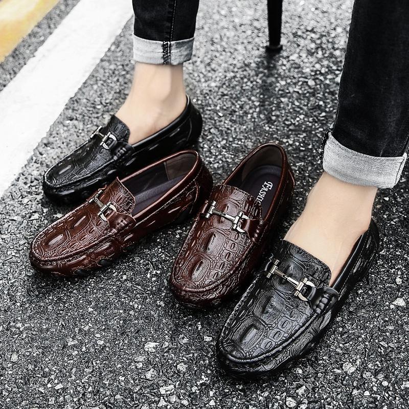 Sepatu Pantofel Pria Kulit Asli Motif Buaya Slip On Formal Kerja Kantor 107