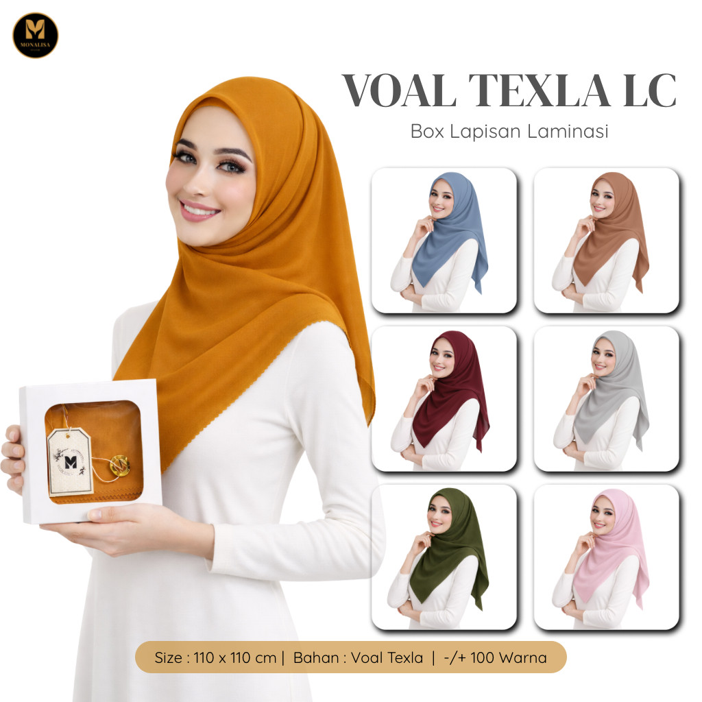 Hijab Voal Texla Lasercut | Kerudung Segiempat Voal Premium Lc | Jilbab Voal Lasercut Box | Hijab Pa
