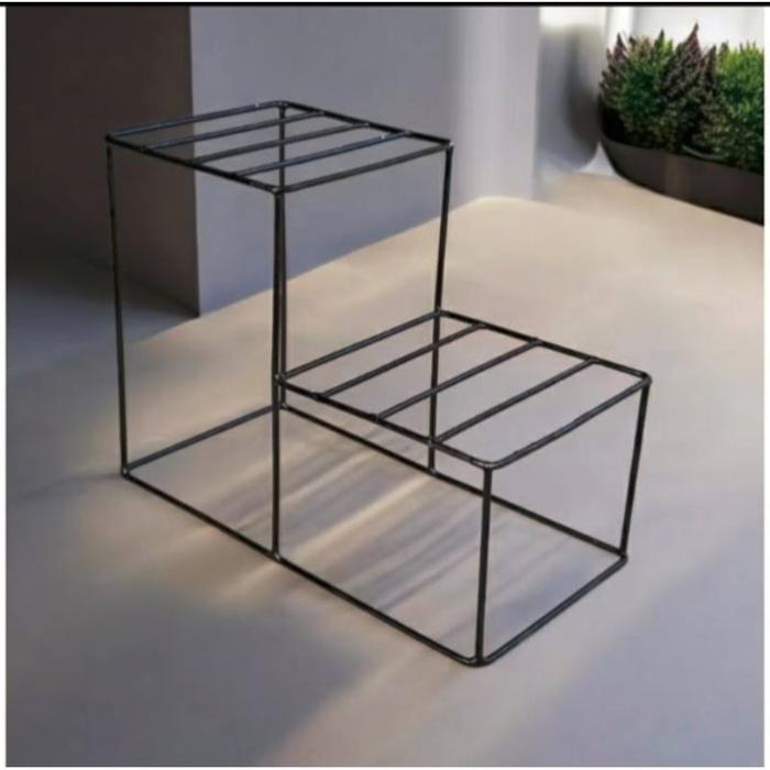 POT BUNGA BESI JUMBO BESAR / STANDING POT BUNGA RAM NEW 2 TINGKAT MINIMALIS / RAK POT BESI / RAK POT