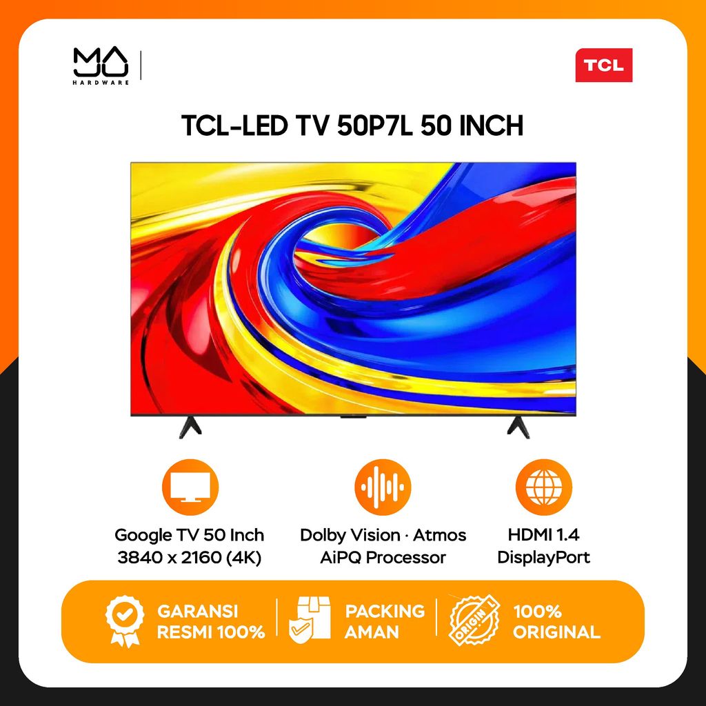 [FREE BRACKET] TCL 50 Inch 50P7L QLED Direct LED TV 4K HDR Smart TV 50P7L Google TV - Dolby Vision A