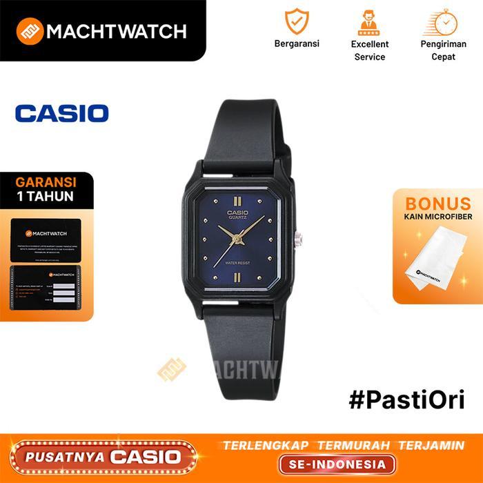 (Maison Femme) Jam Tangan Unisex Casio Standard LQ-142E-2ADF LQ142 LQ-142E Blue Dial Black Rubber Ba