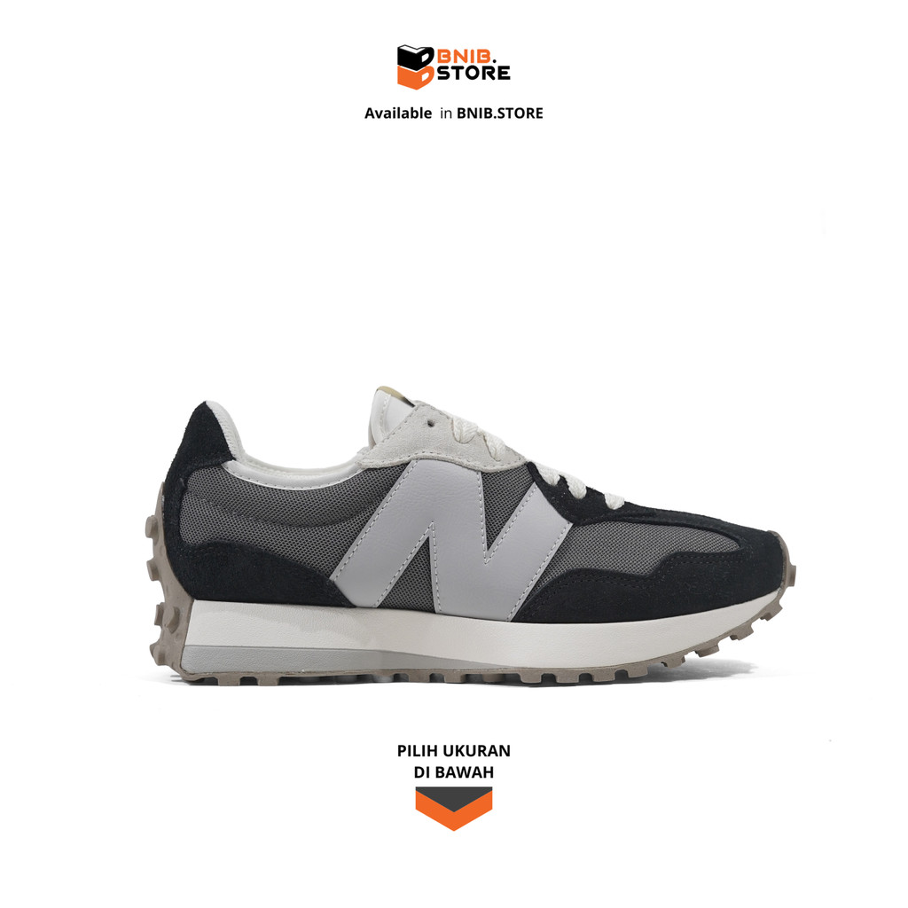 Sepatu Sneakers Pria NB 327 Black Out Grey Original