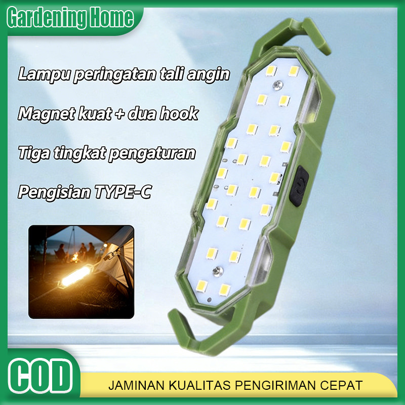 Lampu Tenda Camping Luar Ruangan Lampu Tali Guyot Lampu Sorot Kuat Cas Tahan Lama Cahaya Putih & Han