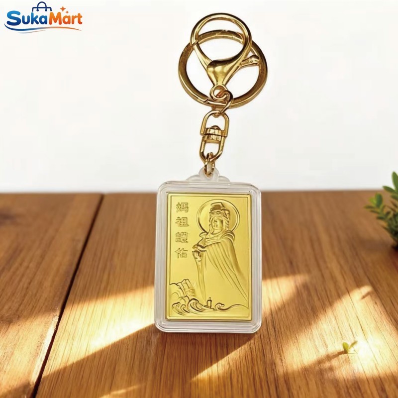 MaZu Goldcoin Keychain Gantungan Kunci Amulet Asli Dengan Fitur Keberuntungan Cocok Untuk Souvenir C