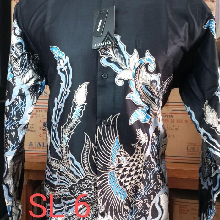 New Collection Lebaran Kemeja batik Alisan lengan panjang slimfit, batik Alisan terbaru - SL 6, L/15