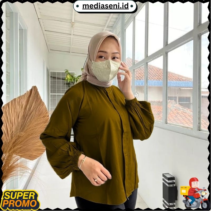 COD ATASAN KEMEJA WANITA BLOUSE POLOS RAISA BAHAN RAYON TWILL PREMIUM SIZE S/M, L/XL, XXL by tuniQue
