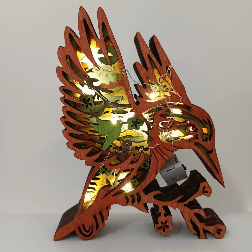 Cross-border New Animal Wood Carving Wolf Crafts Creative Home Furnishing Desktop Decorations Multi-