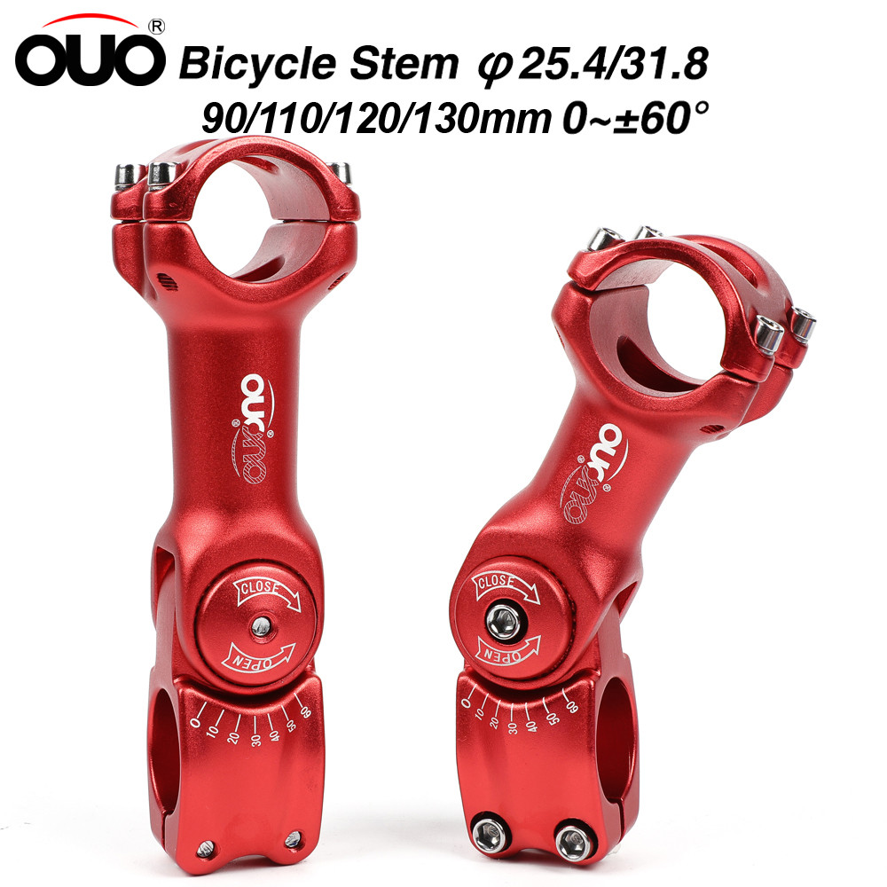 OUO Adjust Stem 0-60 Derajat Batang Stang Sepeda 25.4/31.8mm untuk Sepeda Gunung, Jalan Raya, Fixie,
