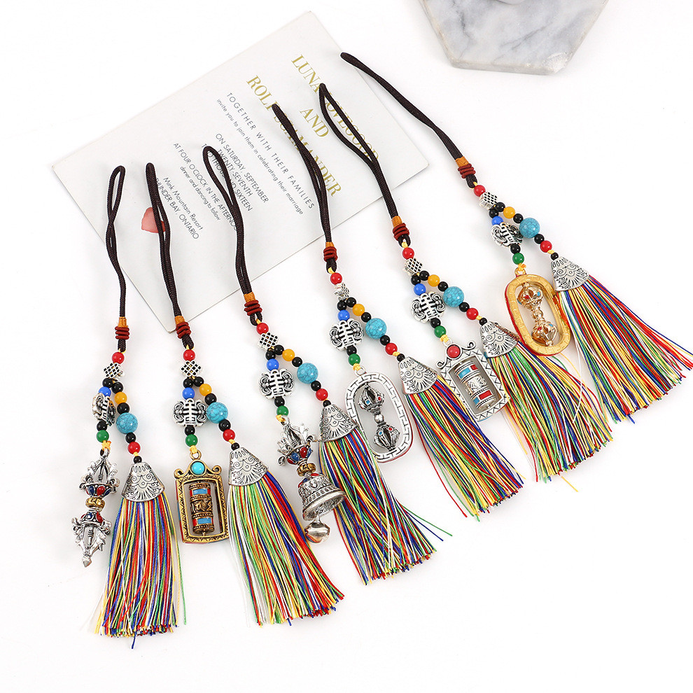 1PC New Tibetan Six-aracter Mantra Prayer Wheel Pent Vajra Car Keyain Buddhist Key ain Pent Jewelry