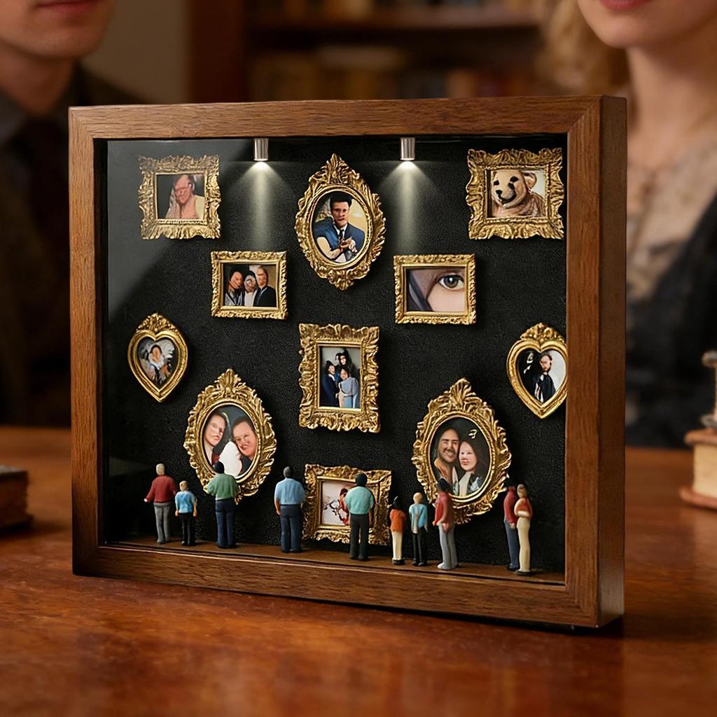 Mini Museum Photo Album Museum Silhouette Box, Creative Memory splay Kit with Miniature Statue and G