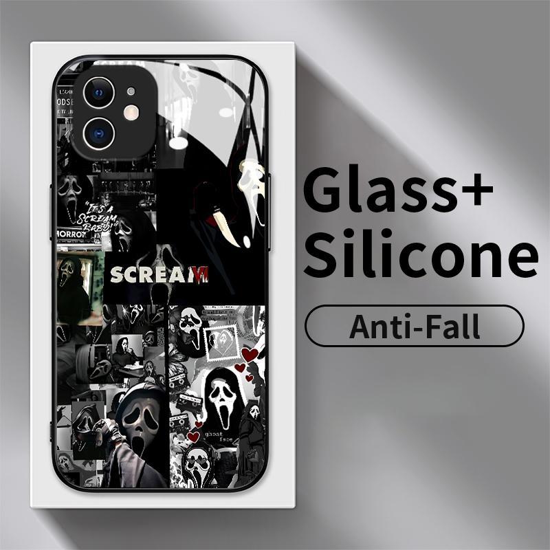 Casing Hp For Iphone 11 12 Pro Max Mini 6 6S Plus 7 8 SE 2020 2022 X XS XR Glass Silicon Back Unik T
