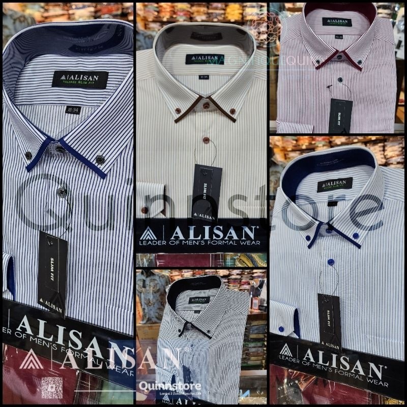 PREMIUM - ALISAN Original | Kemeja Motif Salur dan Kotak Kombinasi | Lengan Panjang - SLIM FIT | Var