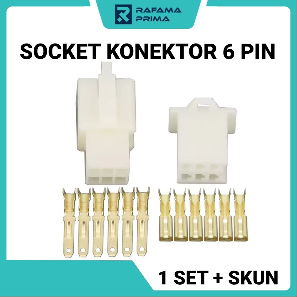 Soket Konektor Kabel 6 Pin Lengkap 1 set + Skun | Soket Motor | Soket Mobil | Konektor Kabel