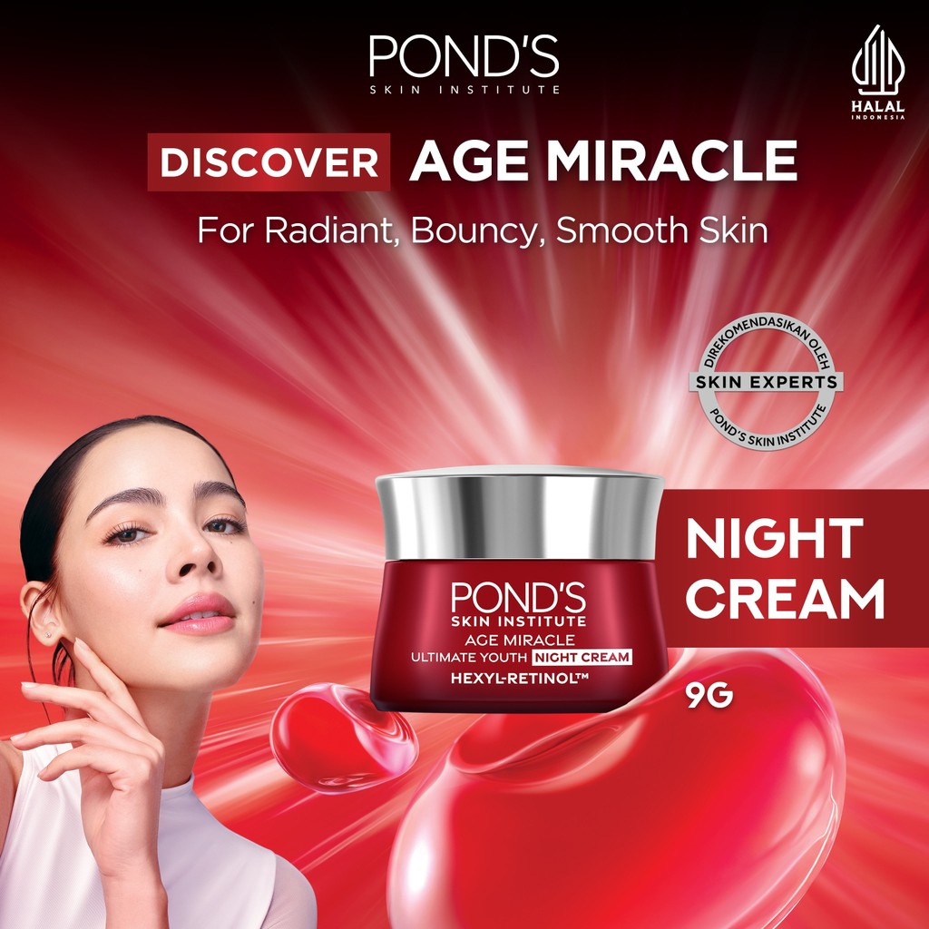 Pond's Age Miracle Hexyl Retinol Niacinamide Night Cream 9gr (Mencerahkan Kulit dalam 7 hari dengan 