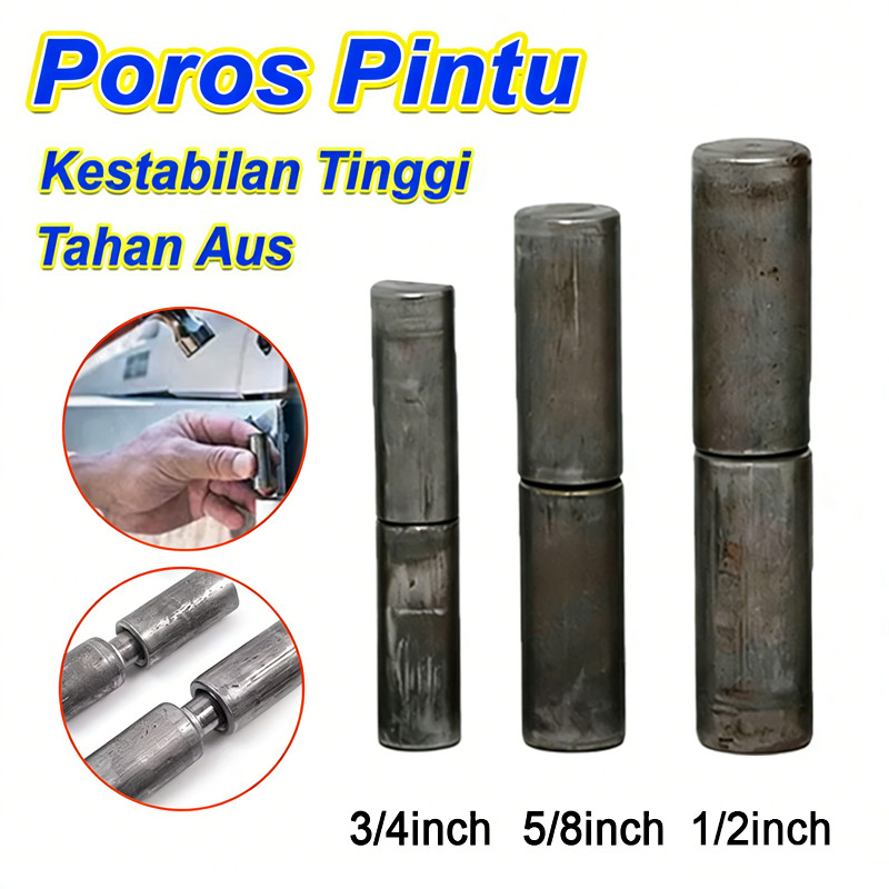 Engsel Silinder Berat Las Pintu Besi Baja Ukuran 5/16" hingga 3/4" Engsel Bubut Pipa Kuat Tahan Beba
