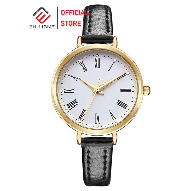 EN LIGNE - Jam Tangan Kasual Wanita Bulat Mini Tali Kulit EL117MN
