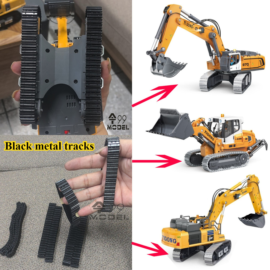1/50 Mini Excavator Upgrade Black Metal Tracks Suitable for 50 Scale 970 Excavator 636 Loader 520 Ex