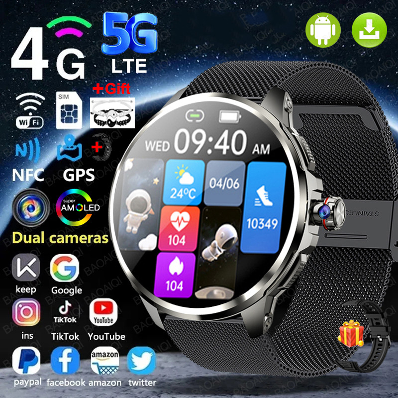 5G/4G Full Netcom 16GB+256GB RAM Smart Watch 1.95 inch AMOLED Screen 2100mah Battery 900W Camera GPS