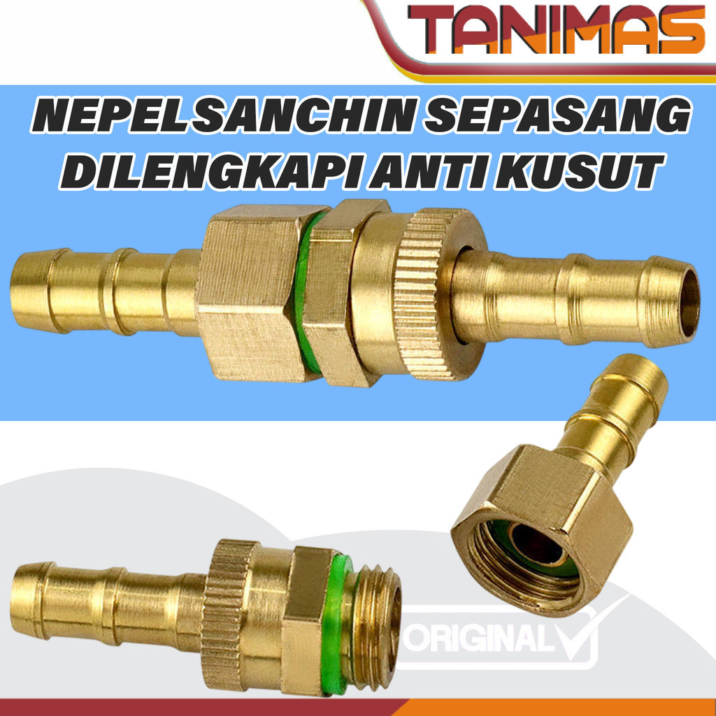 Nepel Sanchin Male Female Sepasang dilengkapi Swivel anti kusut ke selang 8.3mm Full Kuningan