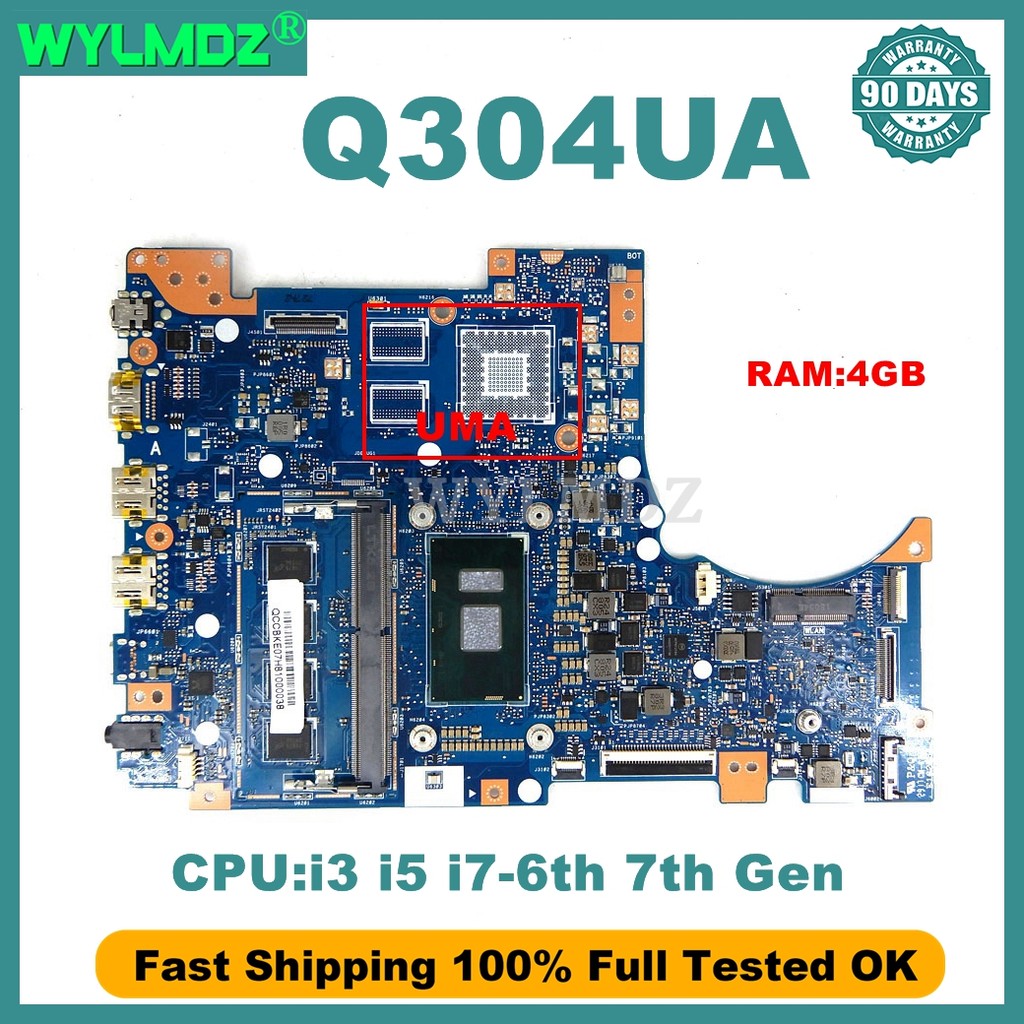 Q304UA Mainboard For ASUS Q304U Q304 Q304UAK Laptop Motherboard i3 i5 i77th Gen CPU 4GBRAM 100% Test