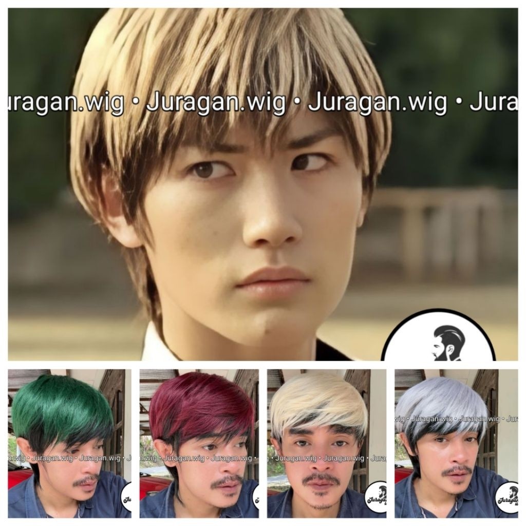 Wig Pria Jepang Rambut Pendek Bicolor Model Miura