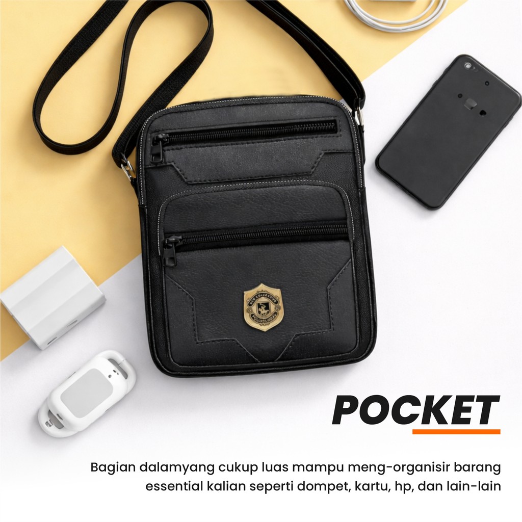 Tas Selempang Kotak Premium Polo Global Monzy Original  - Art 9883