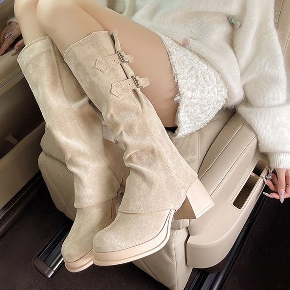 Sepatu bot wanita, sepatu bot tinggi, sepatu hak tinggi