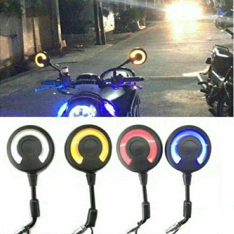 Spion Model Scoopy Lampu Led Spion Variasi Bulat Universal Scoopy,Fino,Vespa,Mio,Vario Dll