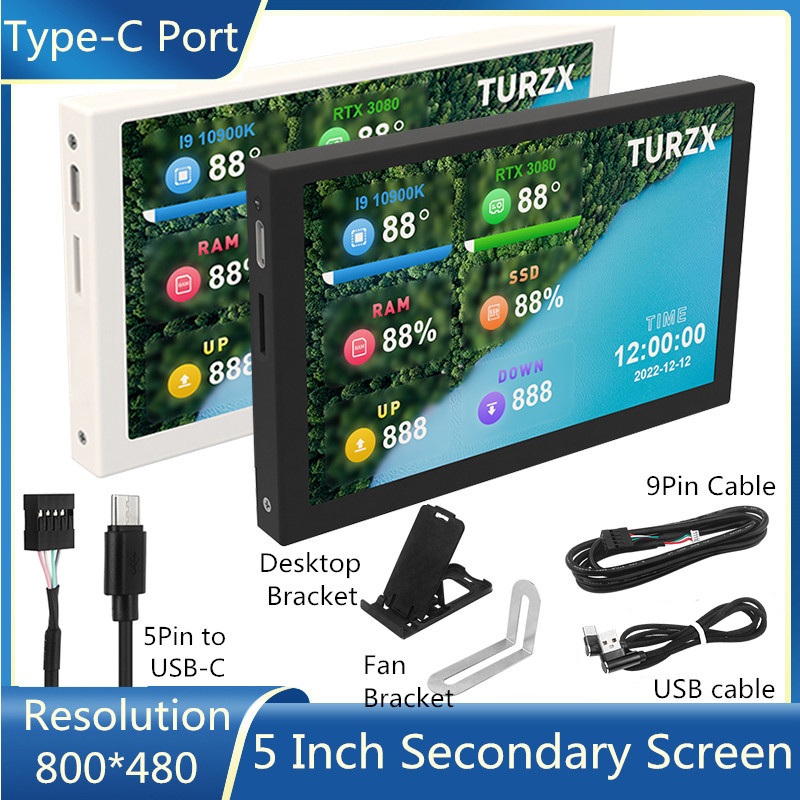 5 In IPS Type-C Secondary Screen Computer LCD Monitor splay USB Dynamic splay Sub-Screen Support Ver