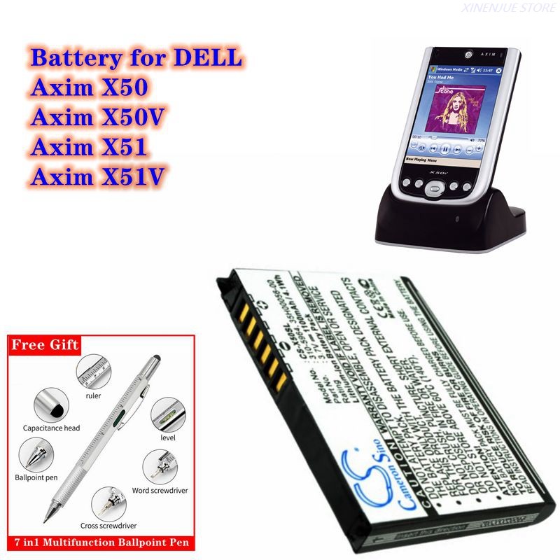 PDA,Pocket PC Battery 3.7V/1100mAh 310-5965, U6192 for DELL Axim X50, X50V, X51, X51V