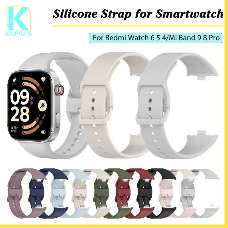 Soft Sport Silicone Strap for Redmi Watch 6 5 4 Original Silikon Rubber Band with Same Color Buckle 