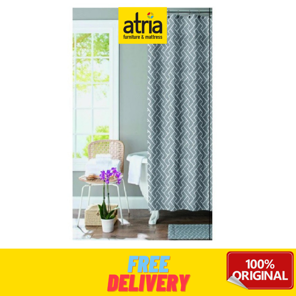 (cherilynody) Atria Furniture Herringbone Polyester Tirai Kamar Mandi Motif Owl