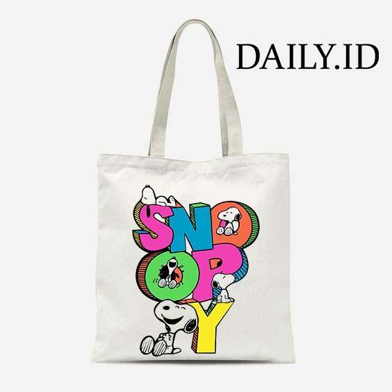 DLY TOTE BAG KANVAS / TOTE BAG WANITA / TOTE BAG Snoopy Peanuts - tote snoopy 1, 30x40