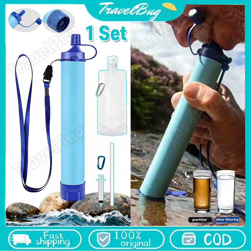 1 Set Water Filter Straw Sedotan Penyaring Air Multifungsi Filter Air Minum Portable Outdoor Air Fil