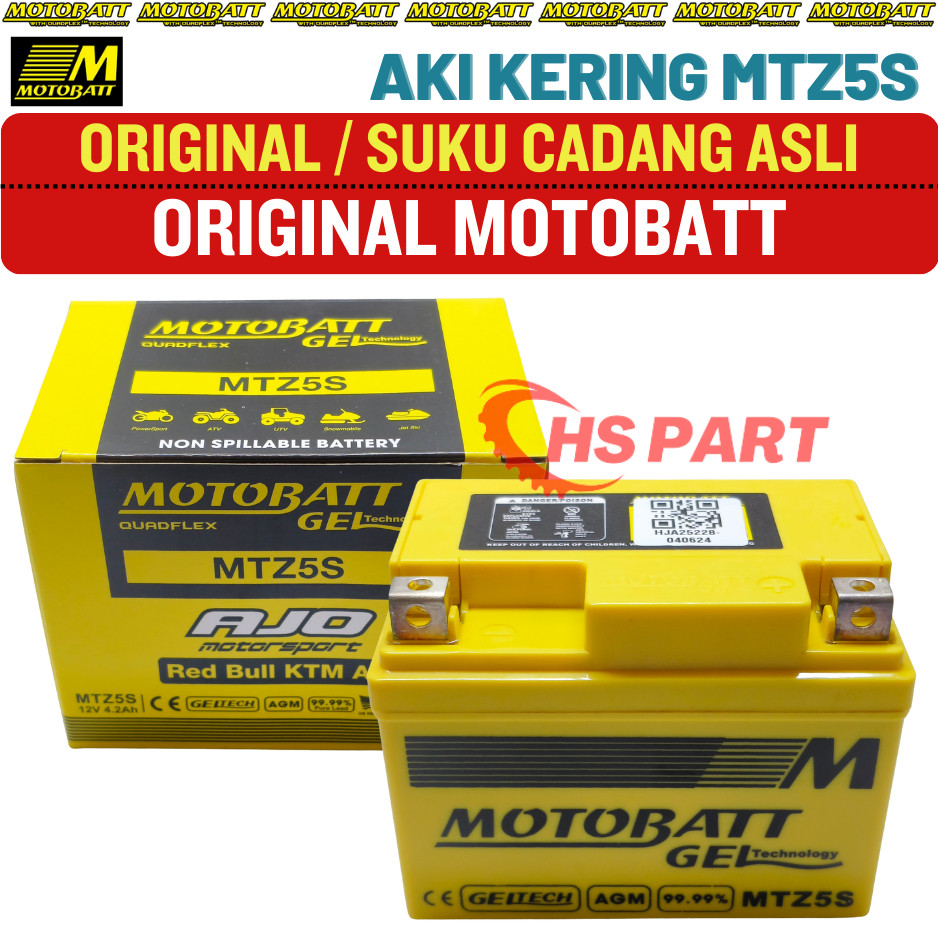 Aki Kering Motobatt MTZ5S Mio J Mio GT Soul GT Fino Xride 115cc Original 100%