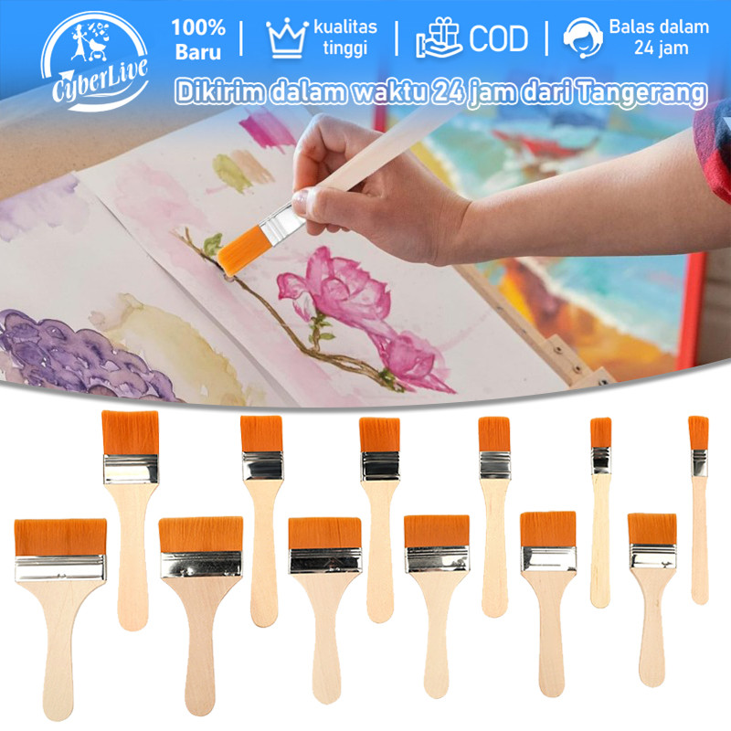 Kuas Lukis Besar 12pcs/Set Paint Brush Nylon Kuas Lukis Flat Kuas Lukis Lebar Kuas Cat Tebal