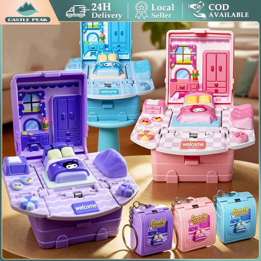 Gantungan Kunci Sanrio 3D Mini Melodi Kuromi Pop-up Book Keychain Gantungan Tas Anak Lucu Souvenir K