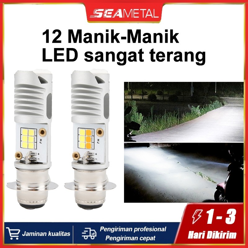SEAMETAL Lampu Led Motor Super Terang H6 M5 P15D Bohlam Lampu Depan Sepeda Motor LED Canbus 12V Bohl