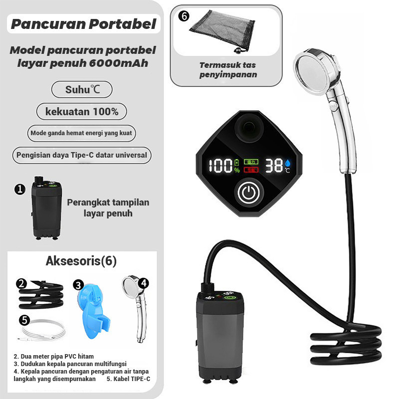 [COD]Kamar Mandi Portabel Listrik Shower Kepala Dengan Layar Pemeriksaan Suhu Jet Shower Listrik Por