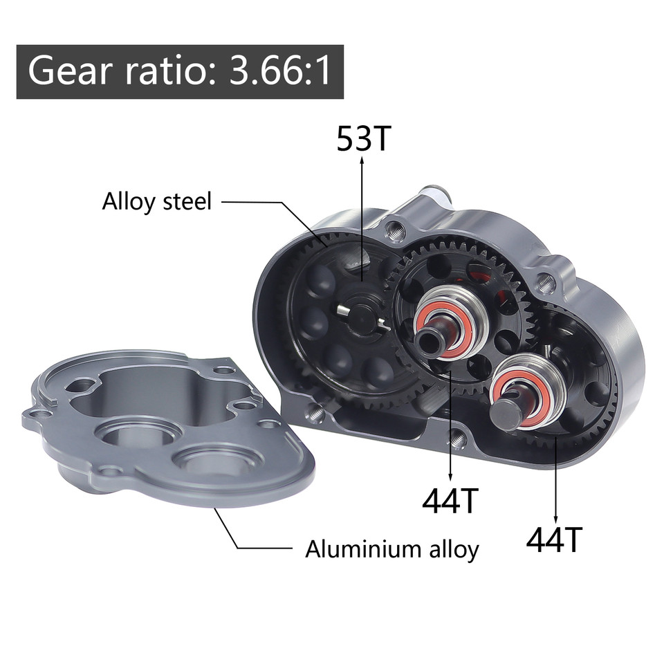 Lightweight LCG OD-3 Overdrive Gearbox Transmission For 1/10 RC Crawler Axial SCX10 II Pro Capra DIY