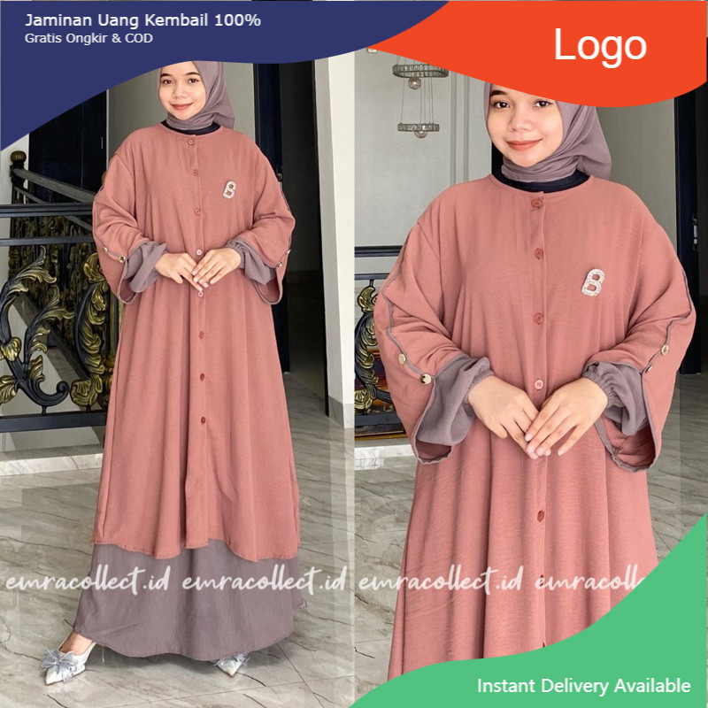 PROMO SAMIRA DRESS SET ROK TUNIK SYAR’I SETELAN ROK MUSLIM SYAR’I TUNIK MELAYU JUMBO CRINKLE AIRFLOW