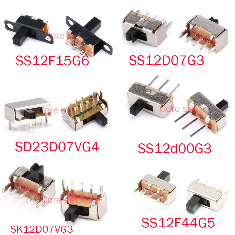 100PCS SS12D00 SS12D00G3 SS12F15G6 SS12F15 Mini Toggle Switch Handle 3/6mm SPDT Slide Switch 1P2T SS