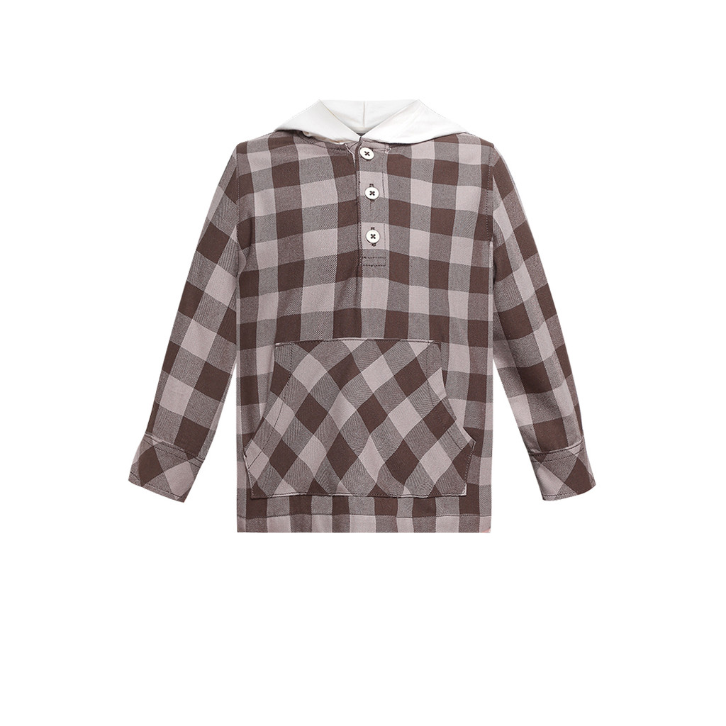 Qna Boy Anwarul Jaket Katun Panjang Anak Coklat Motif Kotak